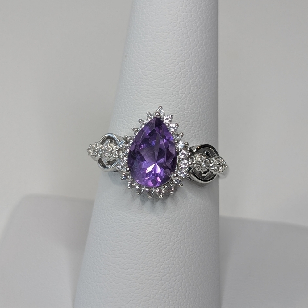 NWOT Amethyst, Topaz, & Sterling Ring 8 - 925 Silver Luxury Statement